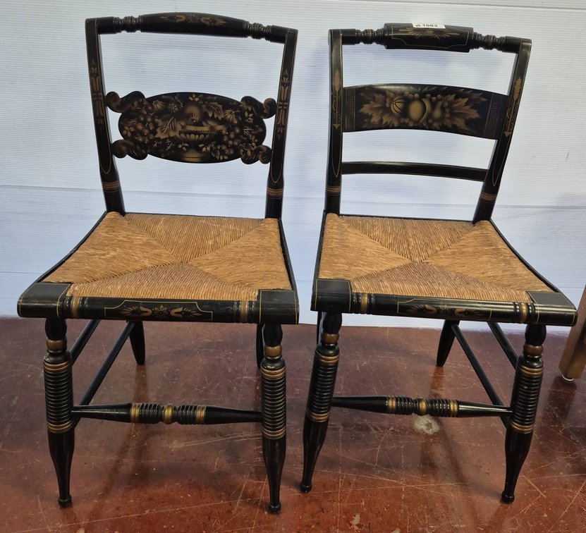 Pair L. Hitchcock Hitchcocksville Black Chairs