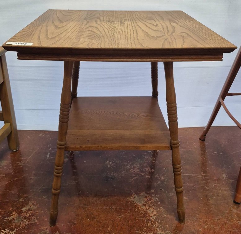 Square Wooden Side Table with Lower Shelf 24x24x29