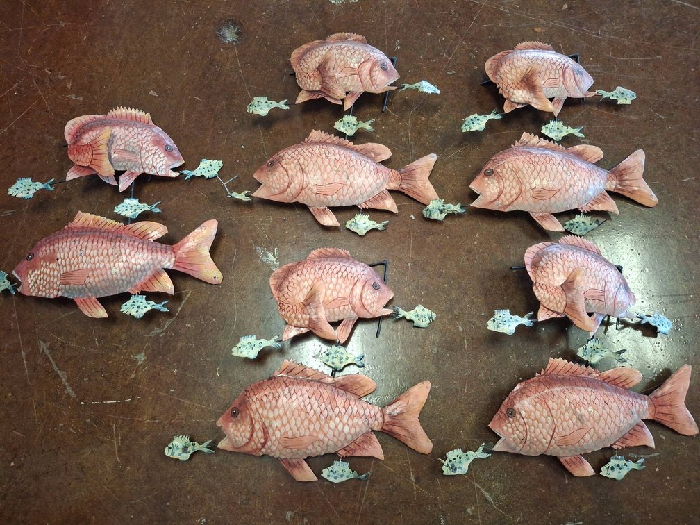 5 pc Fish Wall Art Group 15"×15"