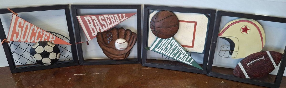 4 Framed 16"×16" Sports metal wall Decor