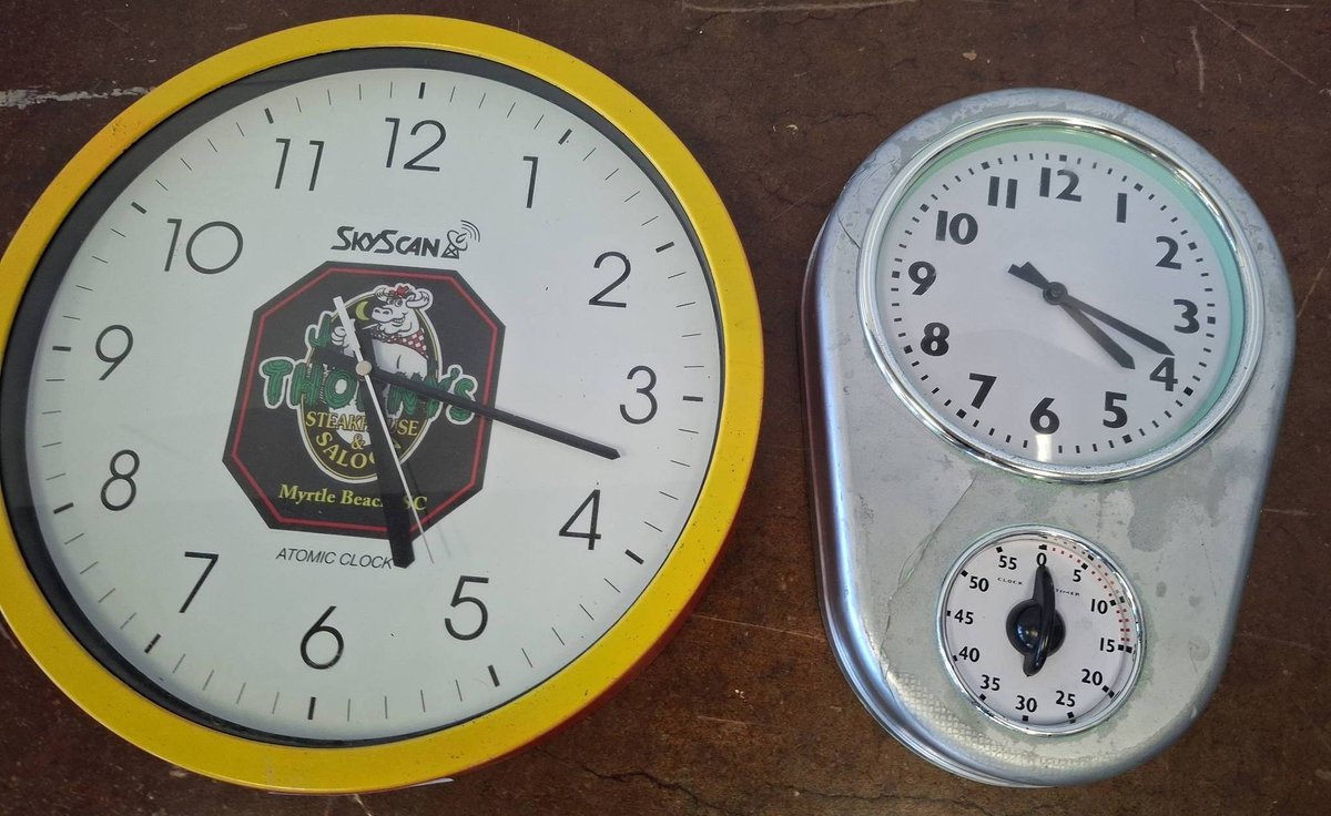 Two Wall Clocks, One With Timer, Assorted Brands