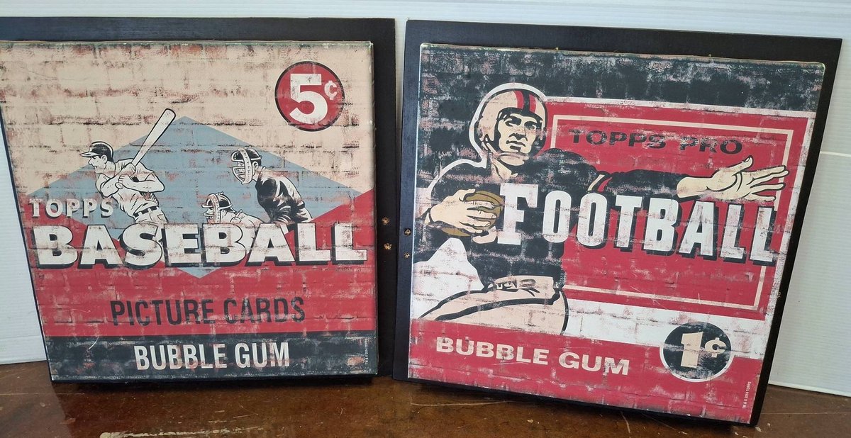 Topps Baseball & Football Wall Art Signs 18"×18"