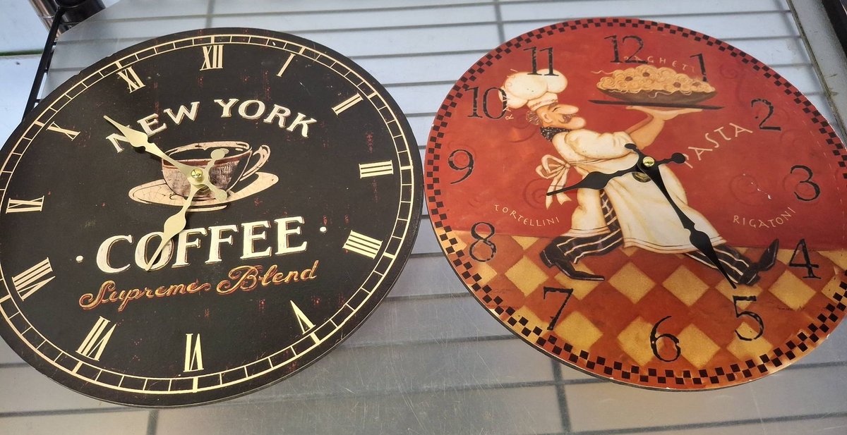 12" Decorative Wall Clocks, Coffee & Chef