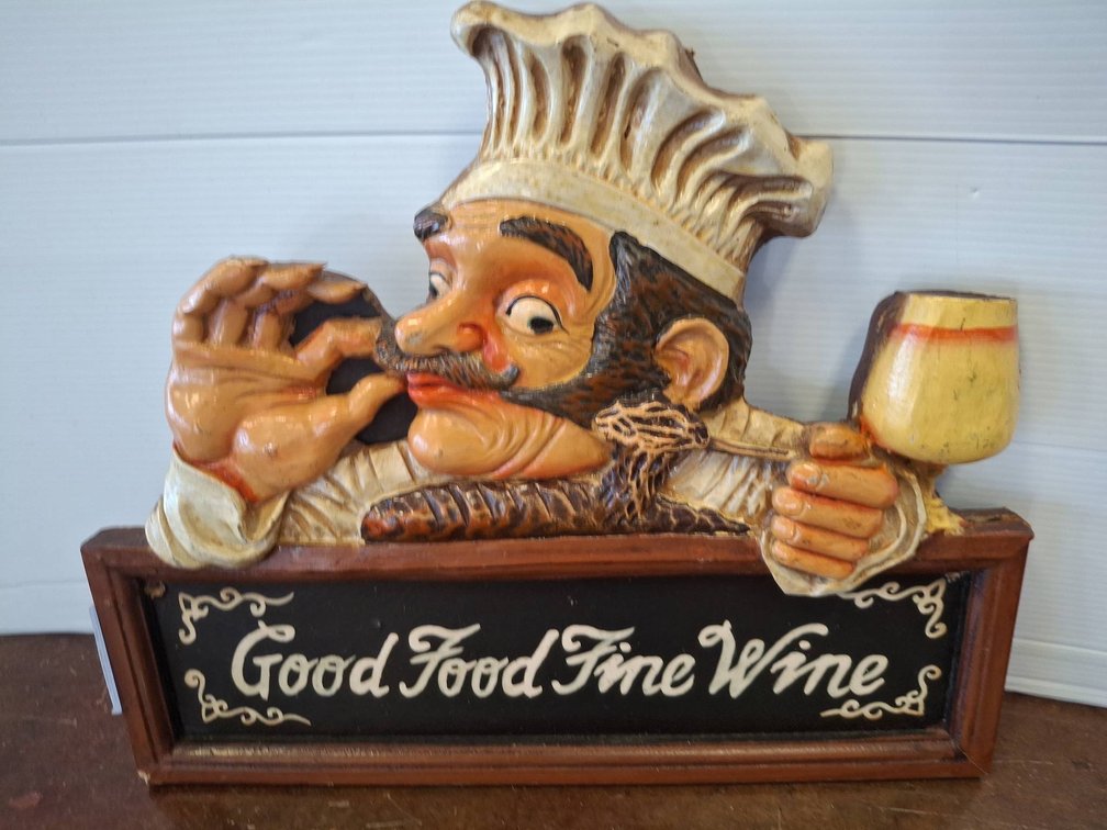 Chef Plaque Good Food Fine Wine 19"×15"