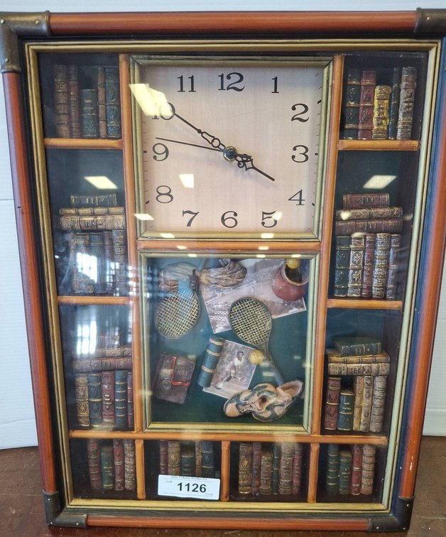 16x20 Framed Shadow Box Wall Clock Books Theme