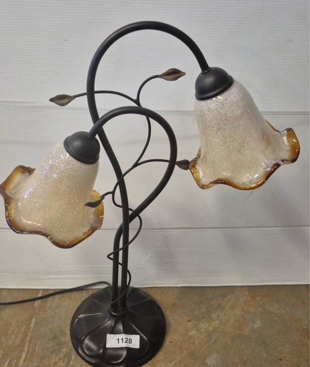 Double Glass Shade Table Lamp, 22in, Working