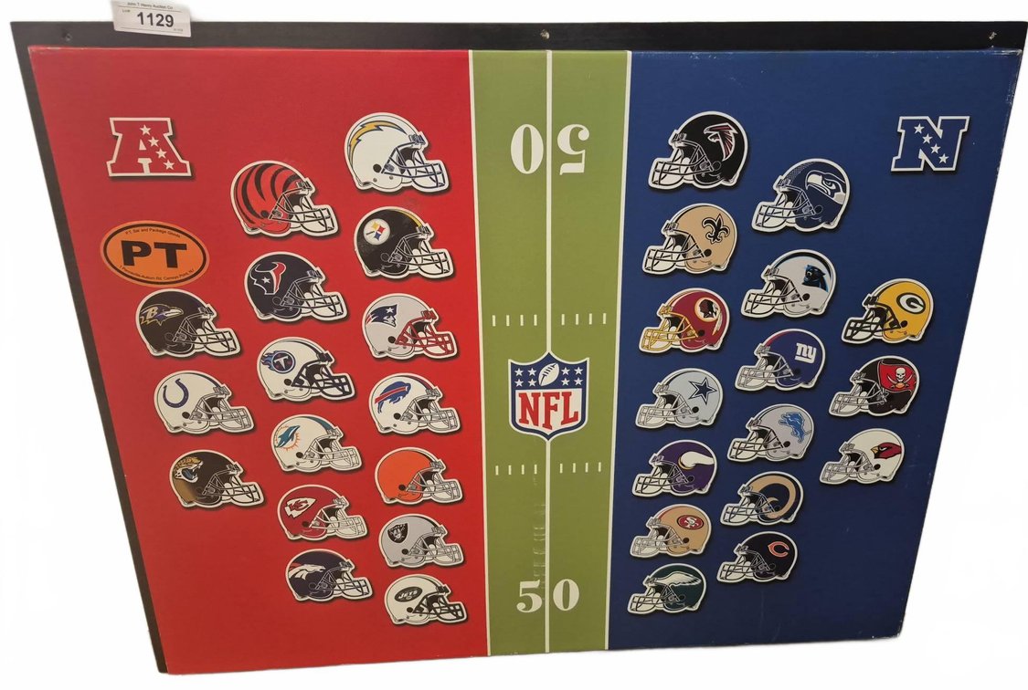 NFL Helmet Teams Display Board 38x30 Inch