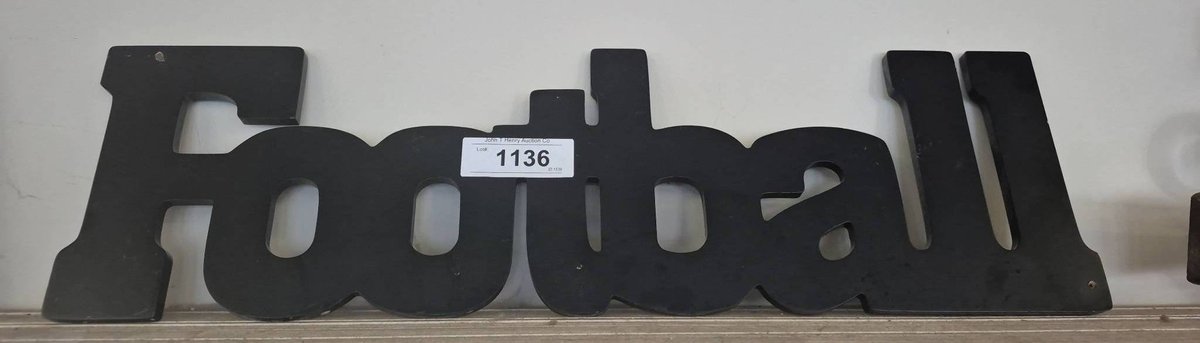 Black Wood Football Wall Decor Sign 24x7 Inch