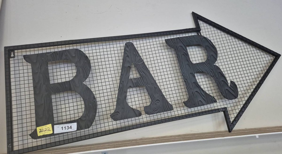 Metal BAR Arrow Wall Sign 41x20 Inch