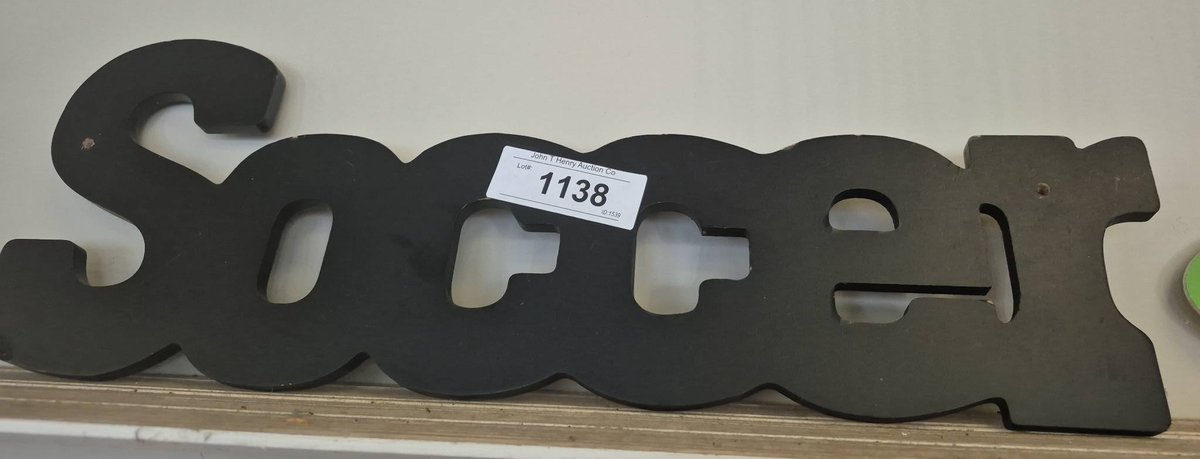 Black Soccer Wall Décor Sign, 16x7 Inches