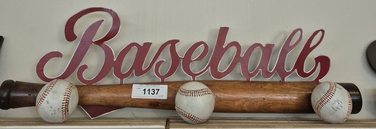 Baseball Themed Wall Decor with Bat and Balls