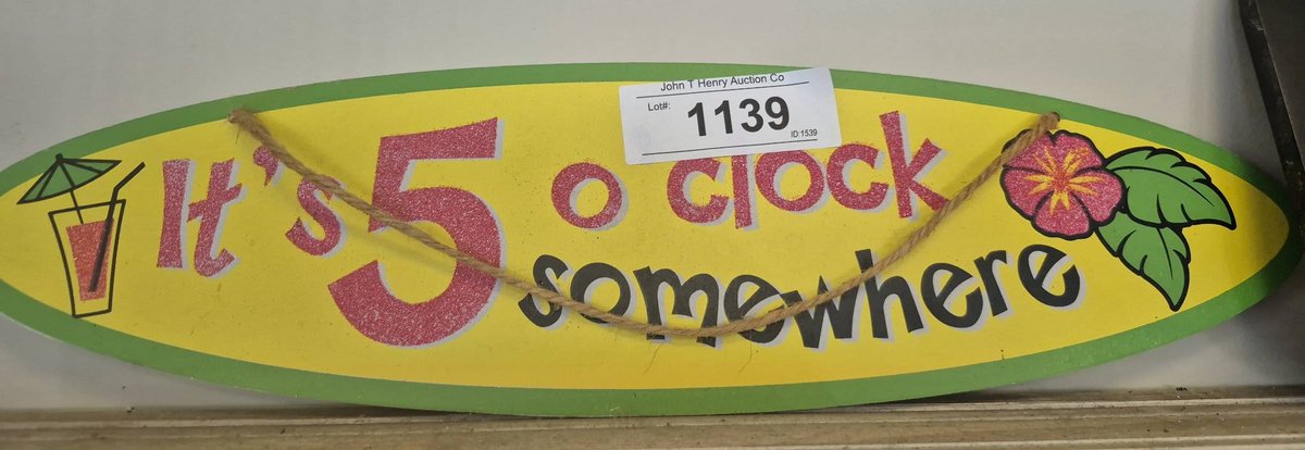 Decorative 12x3" It's 5 O'Clock Somewhere Sign