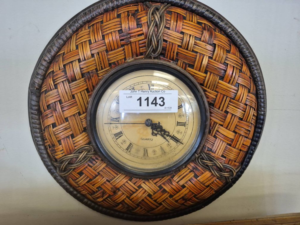 12in Round Wicker Wall Clock With Roman Numerals