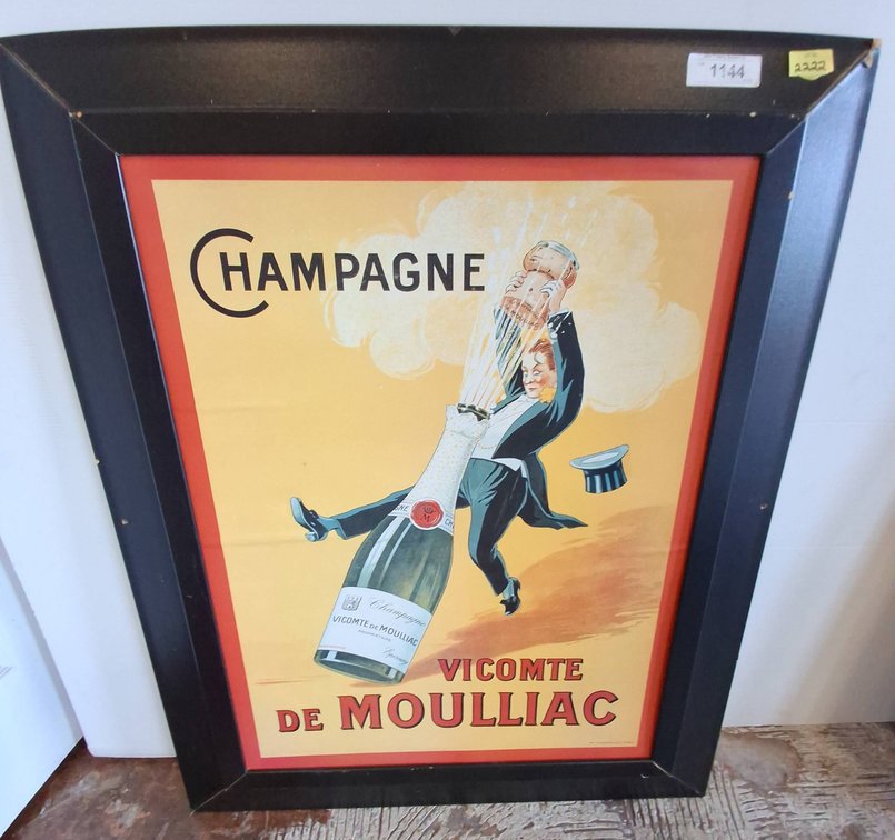 Framed Champagne Vicomte de Moulliac Poster 31x39
