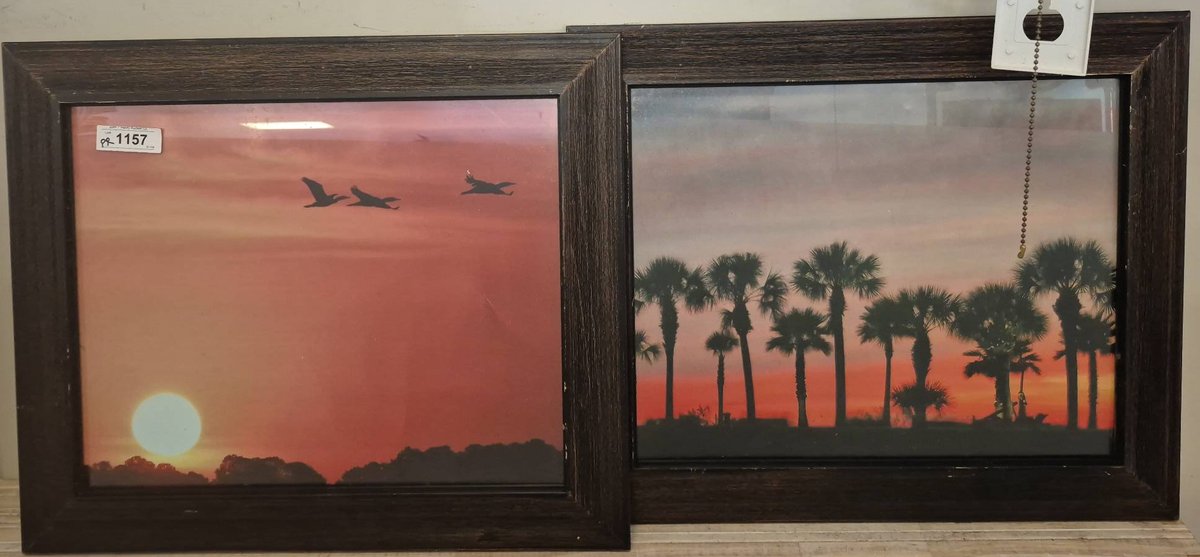 Pair Framed Sunset Nature Photos 25x21