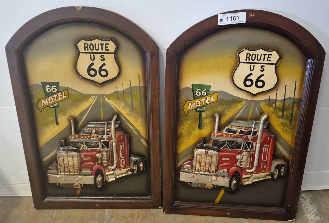 Pair Route 66 Truck Wall Plaques 16x24
