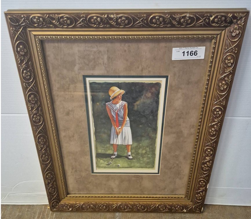 Glen Green Framed Girl Golf Art Print 18x22