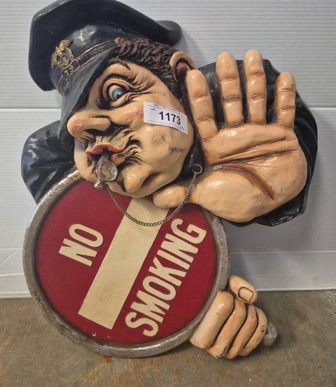No Smoking Policeman Wall Plaque, 18x22 Inch