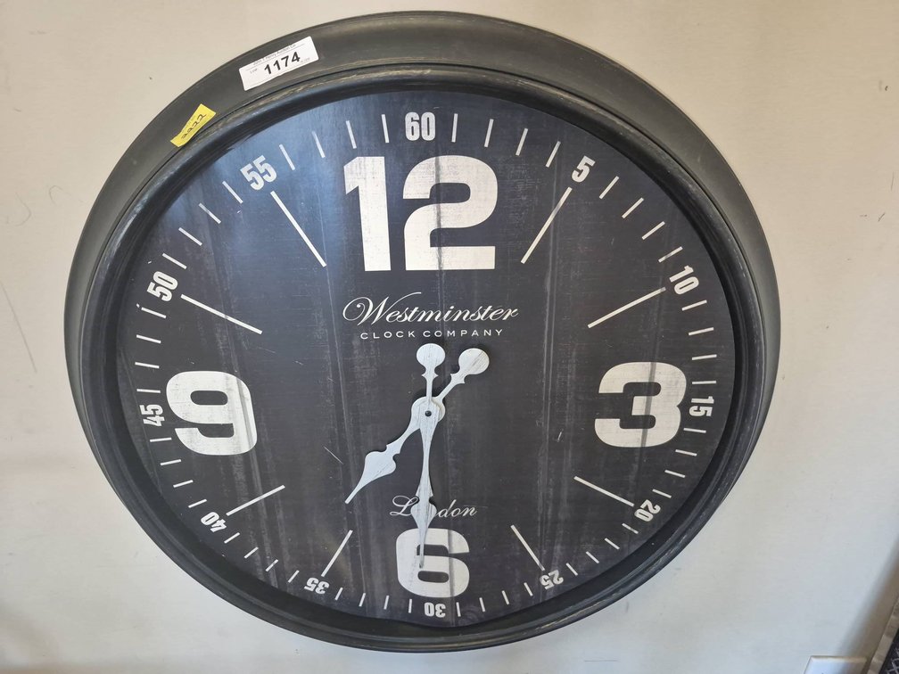 Westminster 30" Wall Clock Black and White