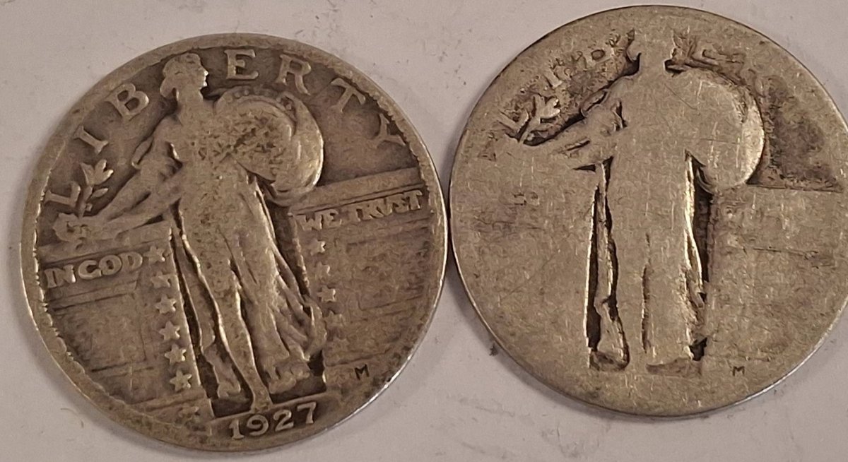 One marked 1927 Standing Liberty Quarters, Lot of 2