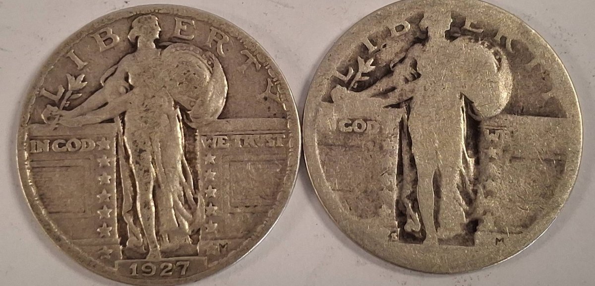 One marked 1927 Standing Liberty Quarters