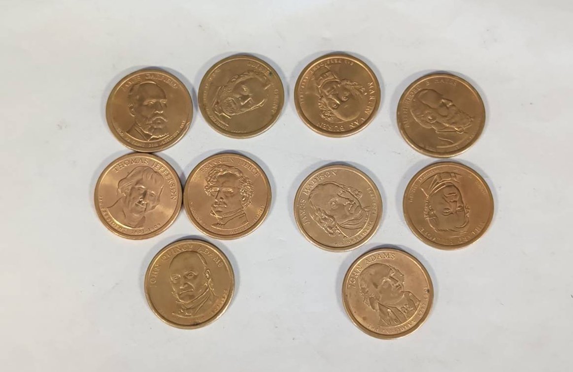 10 Presidential $1 Coins all different dates