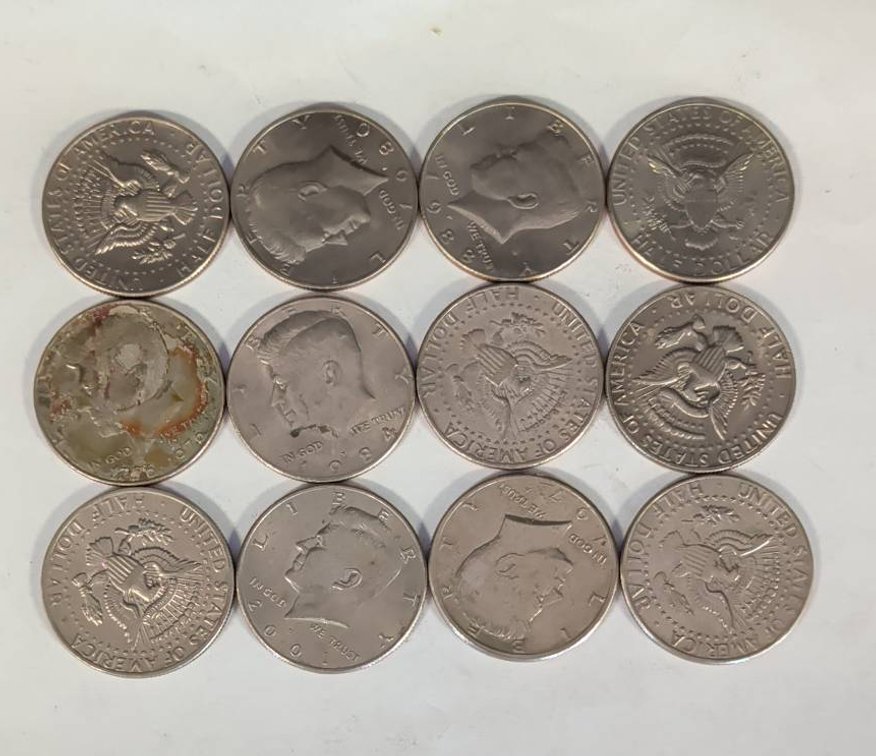 Kennedy Half Dollar Coins, 12 different dates
