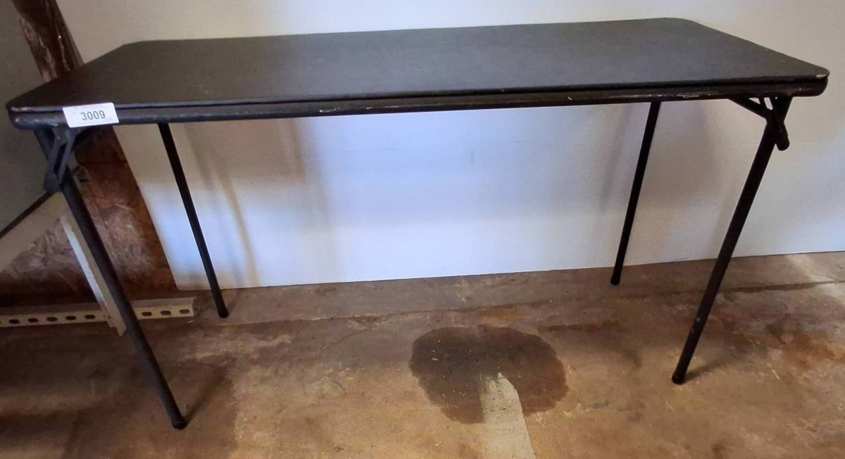 Black Folding Table 48x20x28 Metal Legs