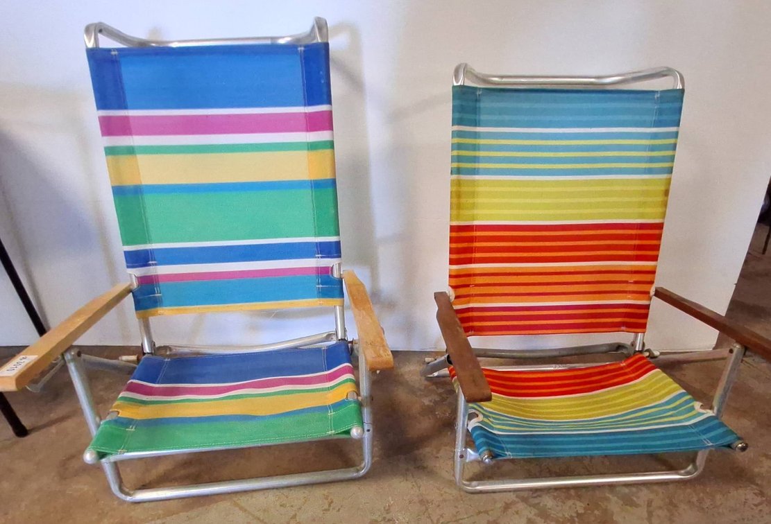 Striped Aluminum Frame Beach Chairs