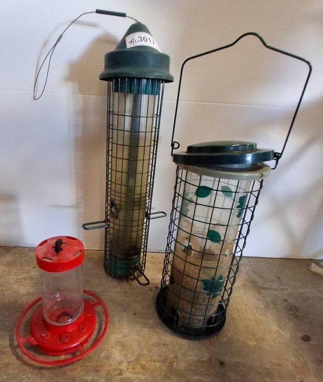 Three Bird Feeders, Tallest 20 Inches