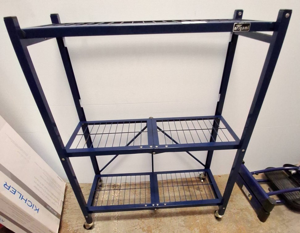 Origami Blue Metal Rolling Rack 29x13x38