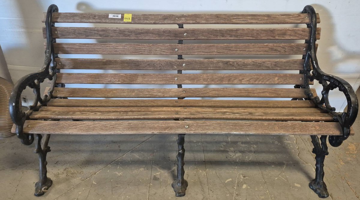 4ft Wood and Cast Iron Park Bench