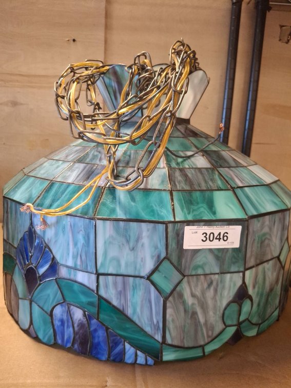 Stained Glass Hanging Lamp Shade, 20" x 14"