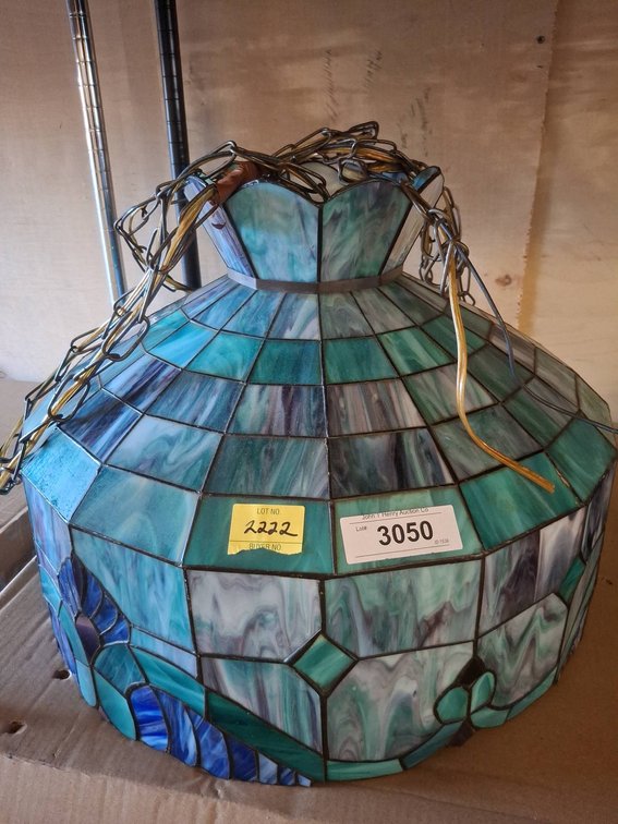 Stained Glass Hanging Lamp Shade, 20" x 14"