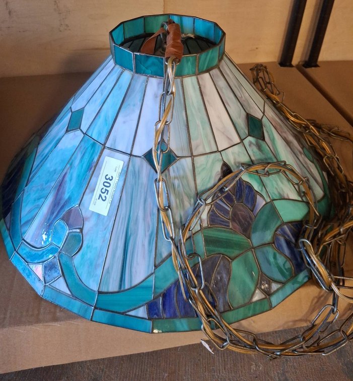 Stained Glass Hanging Lamp Shade 21" x 10"