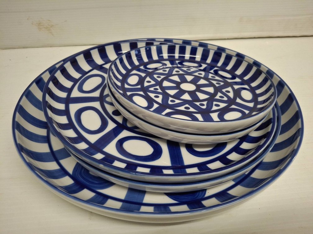Dansk Four-Piece Blue and White Plate Set
