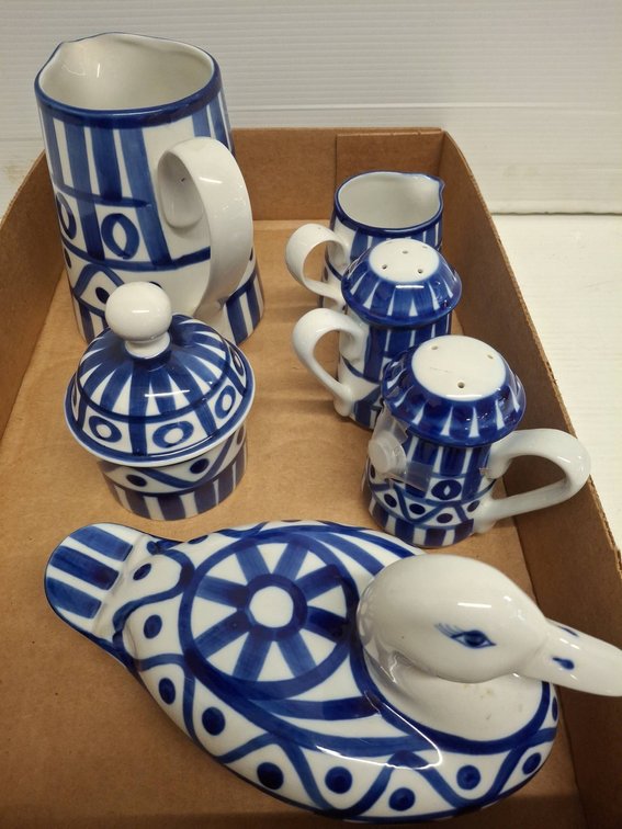 Dansk Blue and White Ceramic Serveware Set
