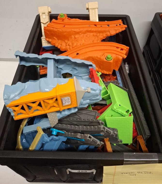 Bin of Thomas the Tank Track Pieces