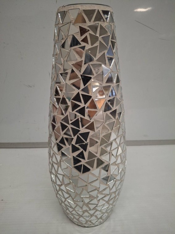15" Mosaic Glass Cylinder Vase