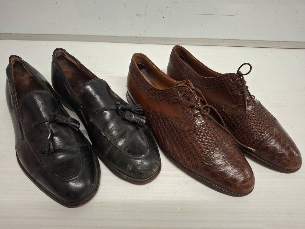Two Pairs Men's 10.5 Dress Shoes Leather Mix