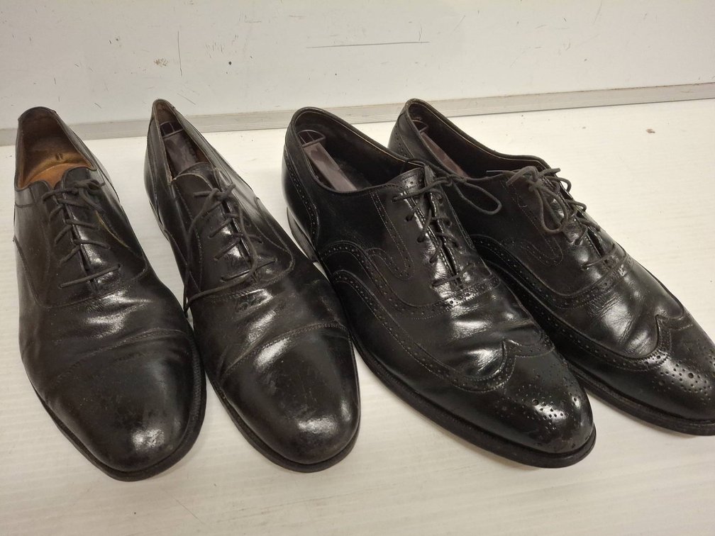 2 Pairs Men’s Black Leather Dress Shoes 10.5E