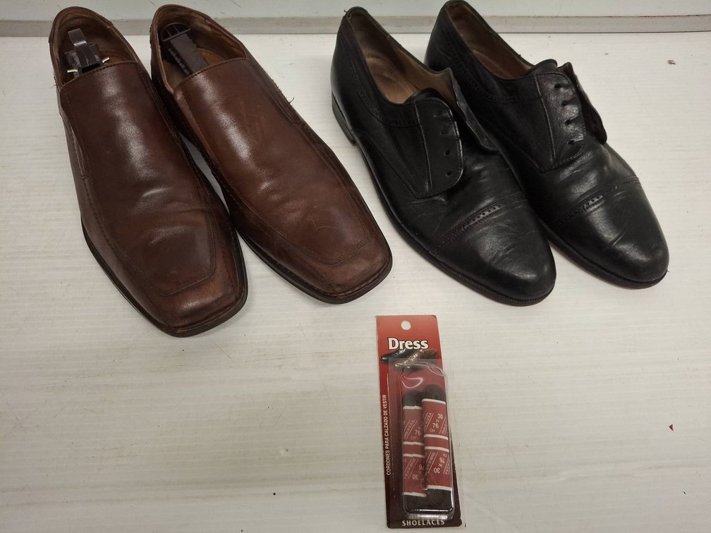Two Pairs Men's Dress Shoes, 11D & 10.5M, W/Laces