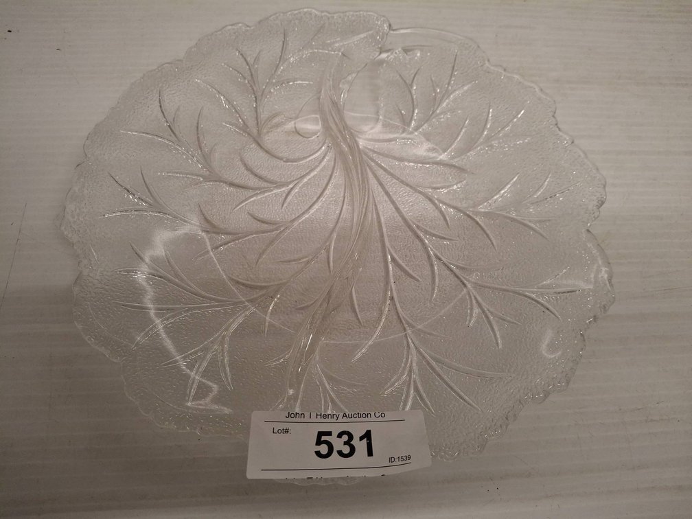 10" Round Cut Glass Divided Condiment Dish