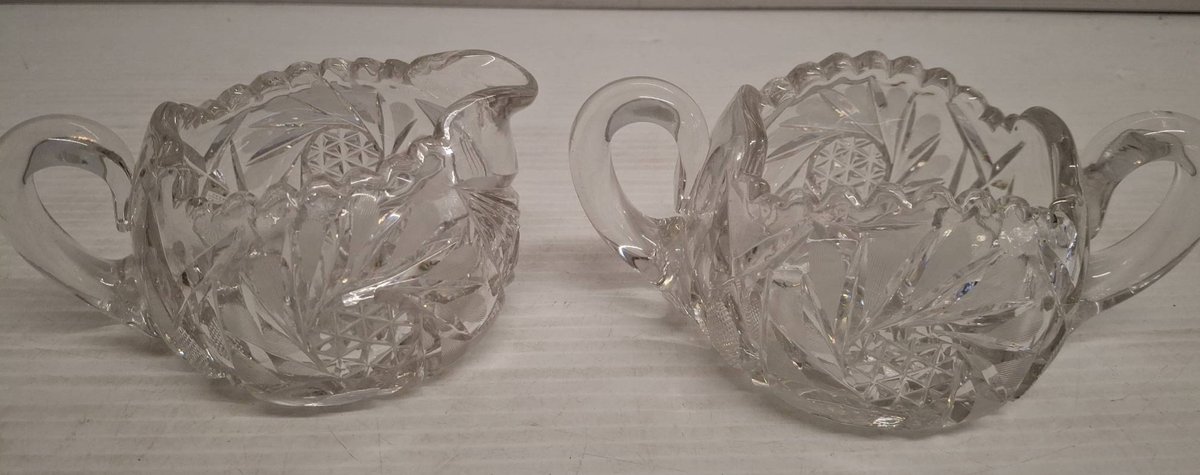Pressed Glass Creamer and Sugar Set