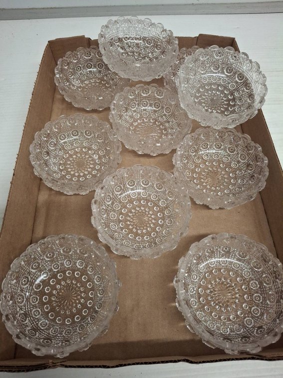 10 Clear 4" Cut Glass Bowls