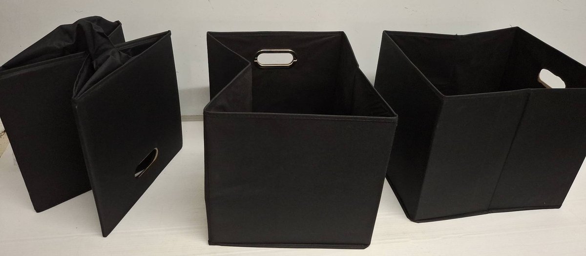 3 Black Collapsible Storage Bins