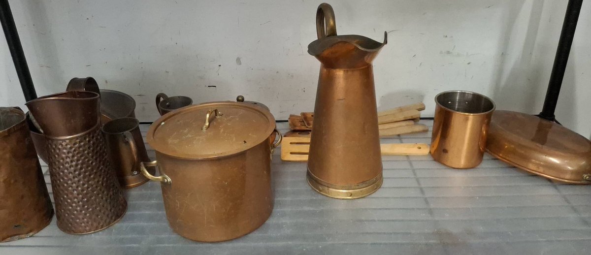 Copper Kitchenware and Wooden Utensils