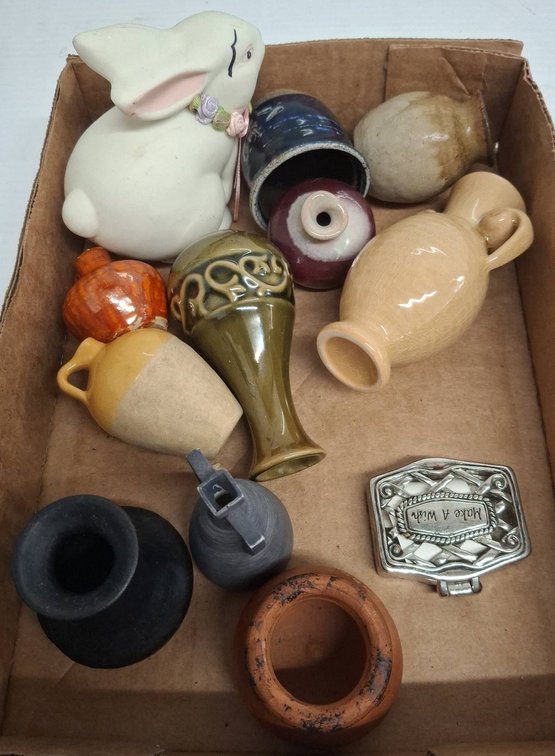 Miniature Ceramic Vases and Figurine