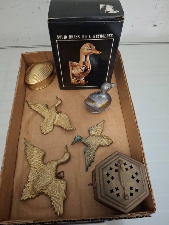 Brass Duck Boxes & Wall Decor Lot