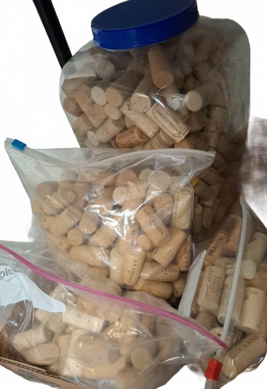 Large Lot Assorted Wine Corks in Bags & Jar